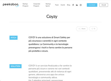 COYZY al Lean Startup Porgram di Peekaboo